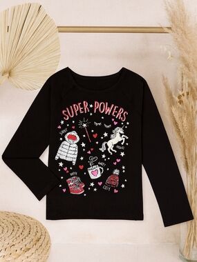 Garanimals Black Long-Sleeve "Super Powers" Graphic Tee